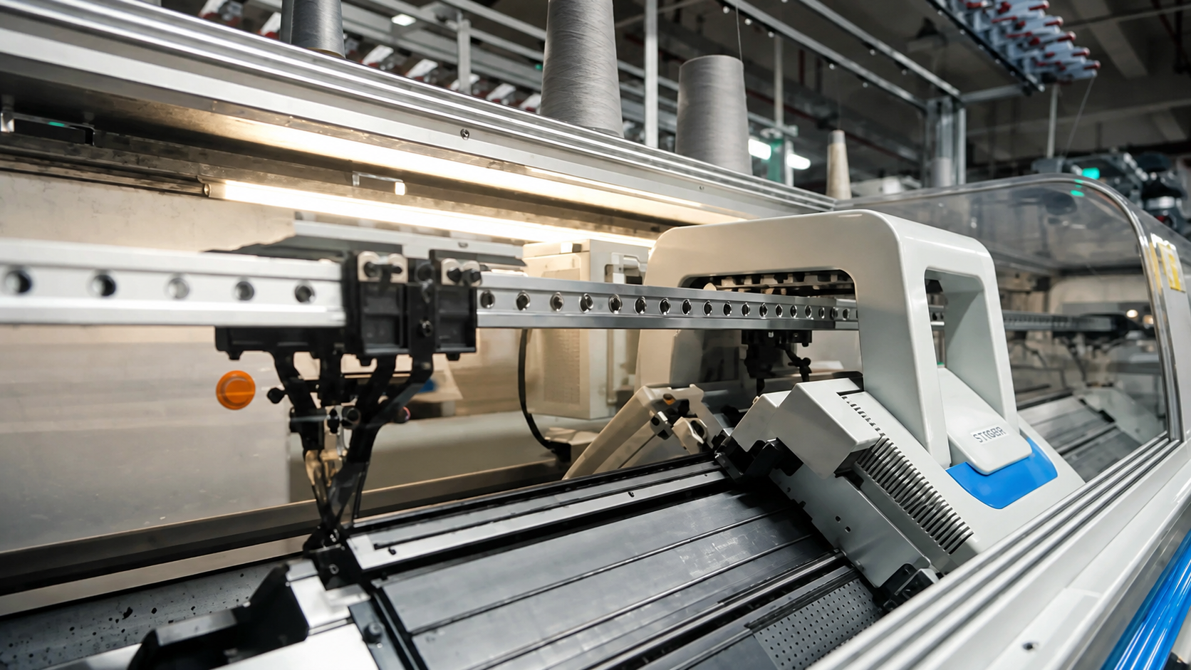 Detailed view of seamless sweater knitting machines