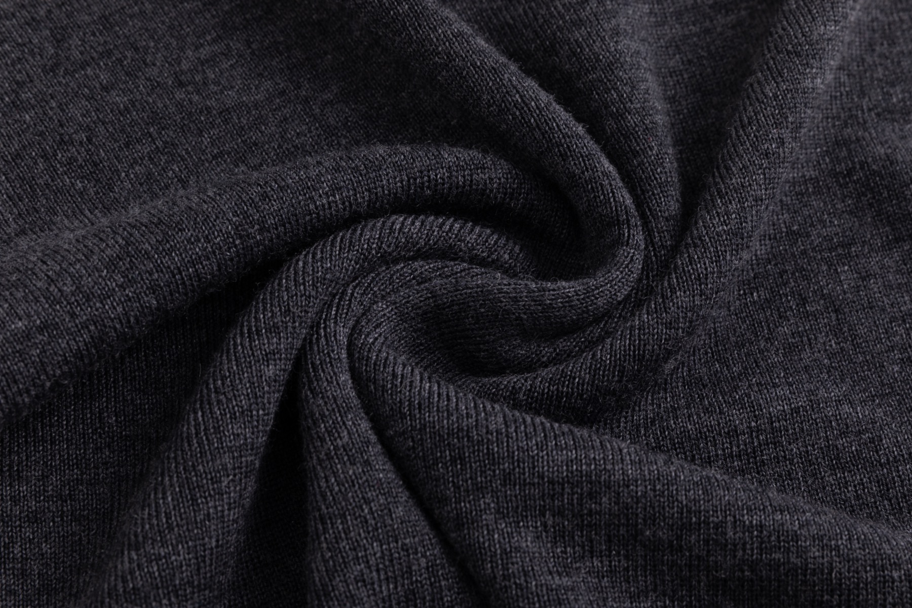 Fine 60 Nm wool texture detail on charcoal seamless sweater sample