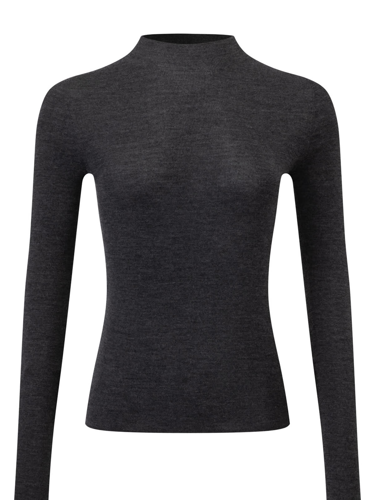 Charcoal 18G seamless mock neck sweater sample photo